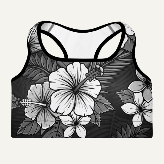Charcoal Tropical Florals Padded Sports Bra - Ministry of Sweat