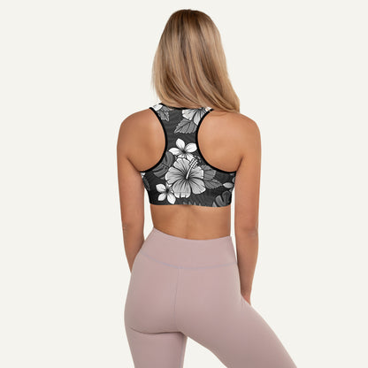 Charcoal Tropical Florals Padded Sports Bra - Ministry of Sweat