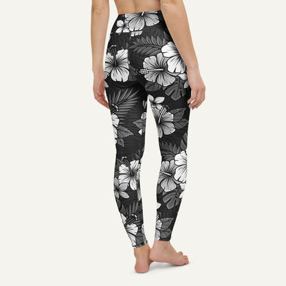 Charcoal Tropical Florals High-Waisted Leggings