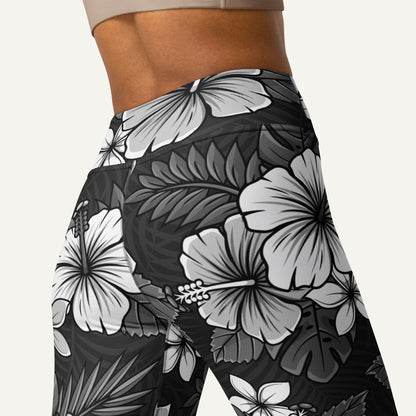 Charcoal Tropical Florals High-Waisted Leggings