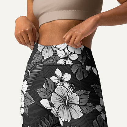 Charcoal Tropical Florals High-Waisted Leggings