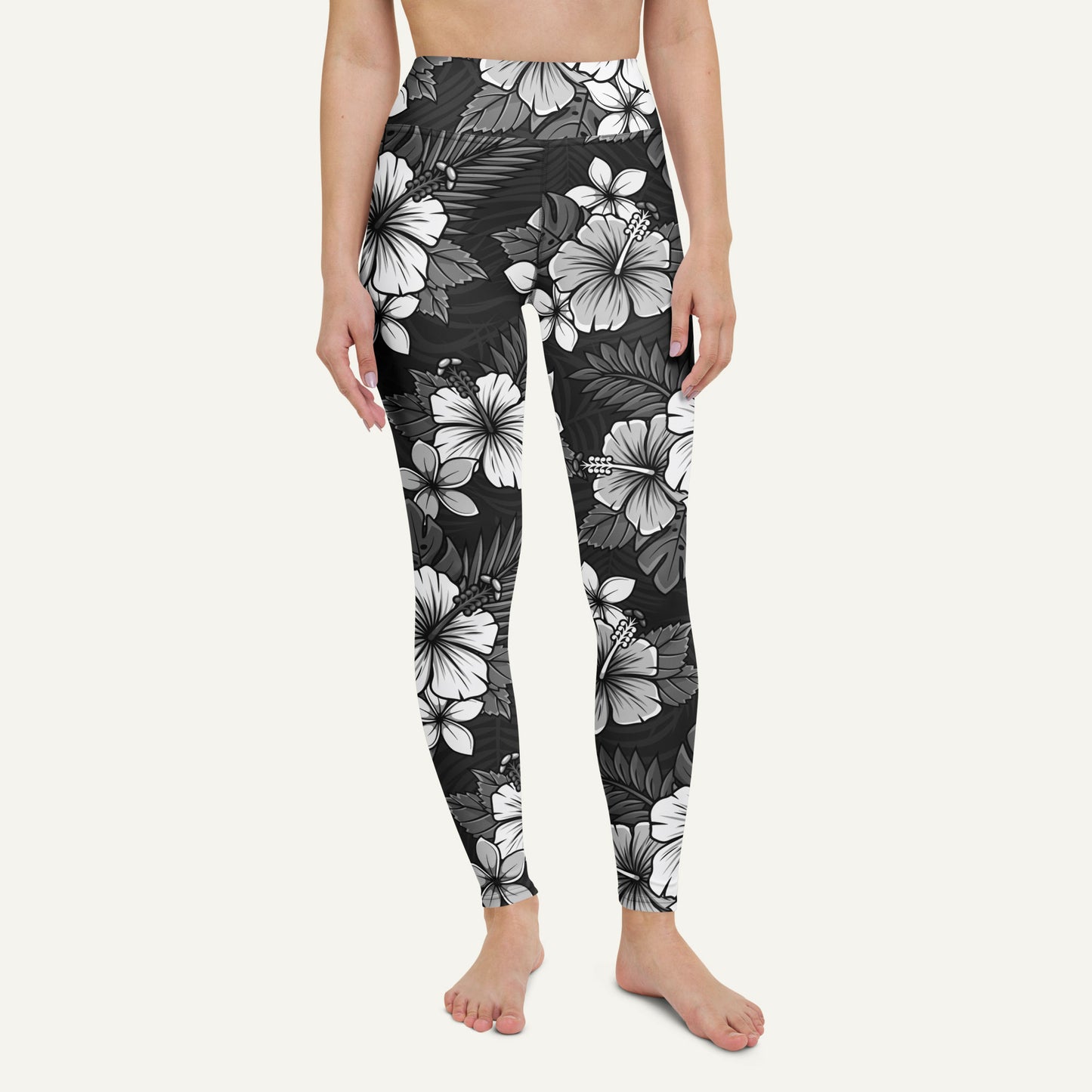 Charcoal Tropical Florals High-Waisted Leggings