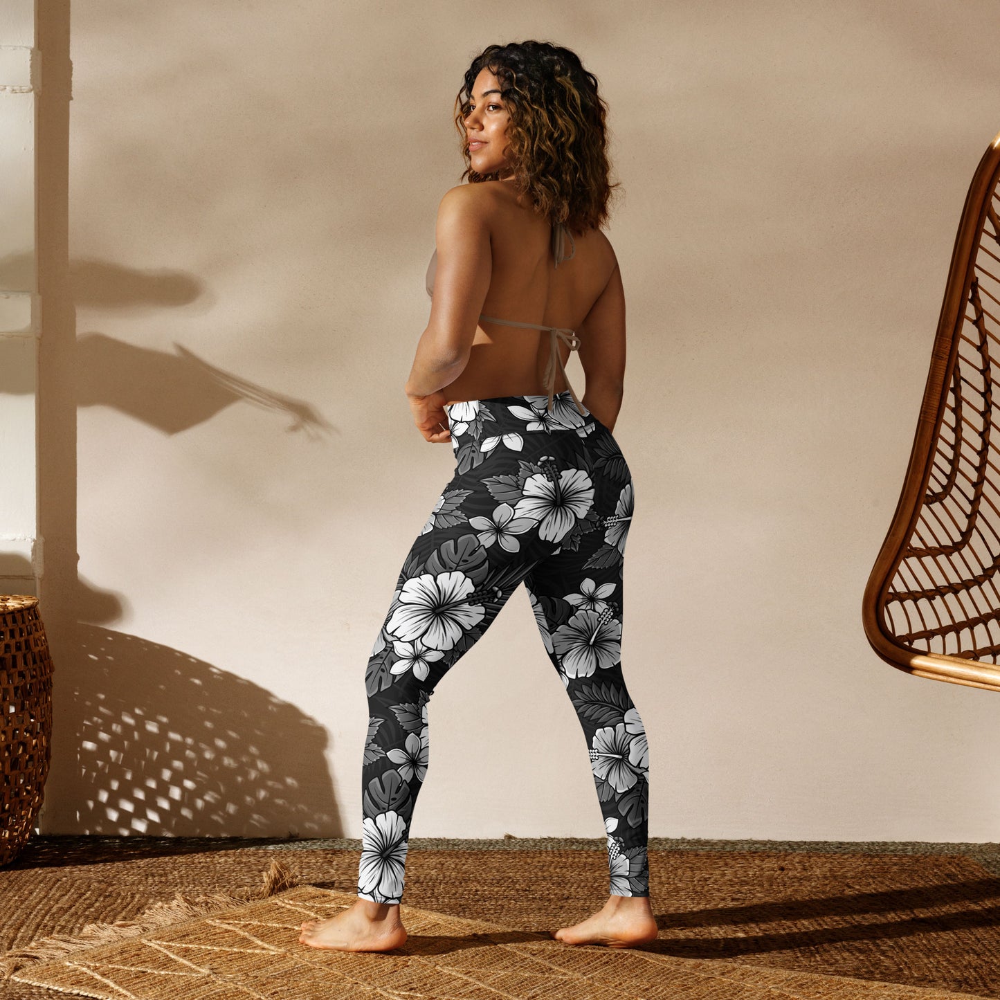 Charcoal Tropical Florals High-Waisted Leggings