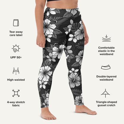 Charcoal Tropical Florals High-Waisted Leggings