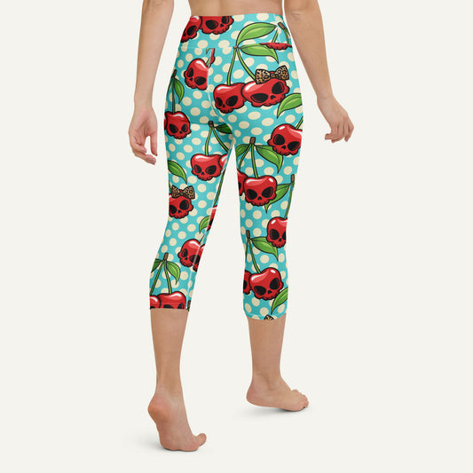 Cherry Skulls High-Waisted Capri Leggings