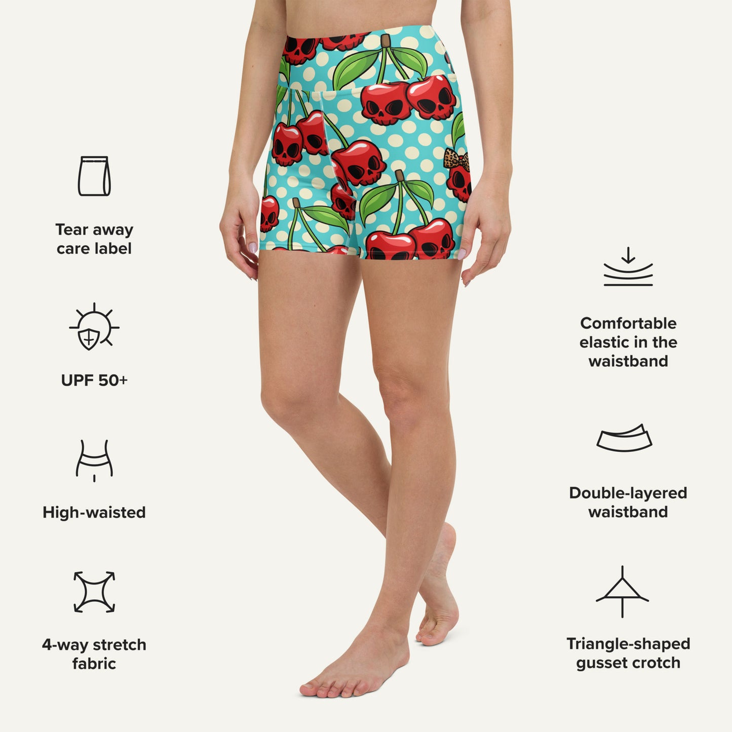 Cherry Skulls High-Waisted Shorts