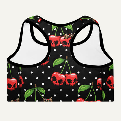 Cherry Skulls Padded Sports Bra - Ministry of Sweat