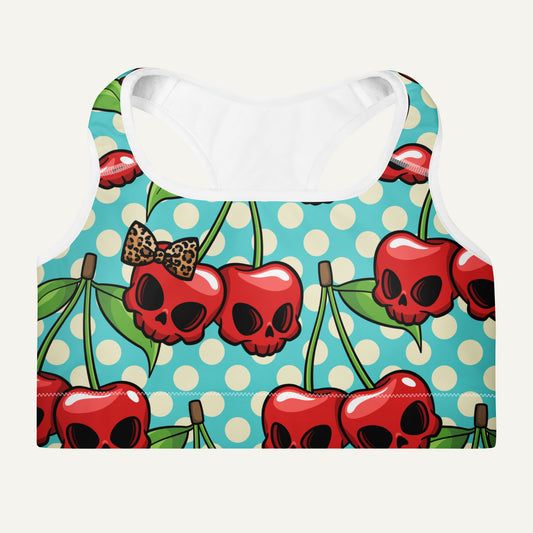 Cherry Skulls Padded Sports Bra
