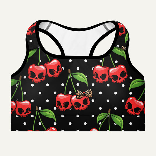 Cherry Skulls Padded Sports Bra - Ministry of Sweat