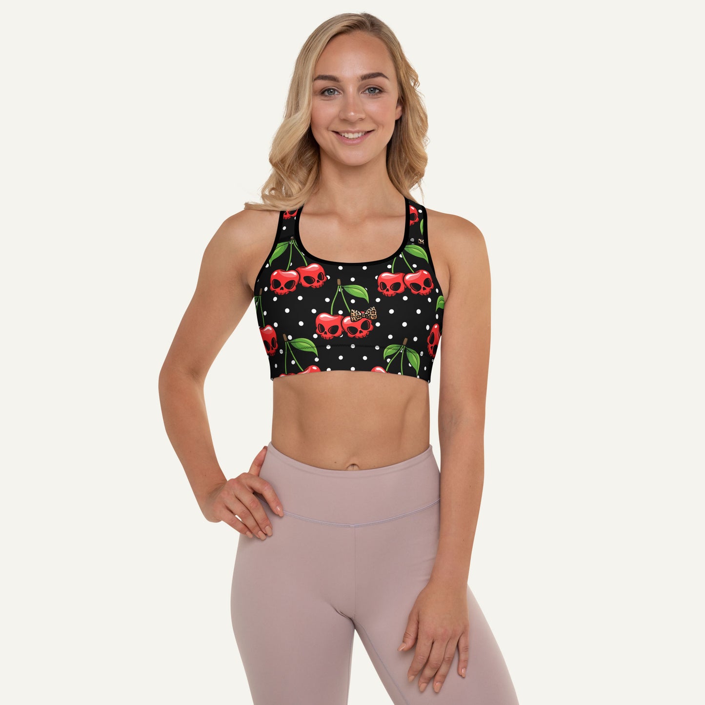 Cherry Skulls Padded Sports Bra - Ministry of Sweat