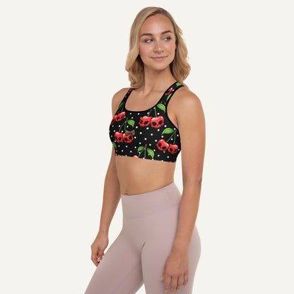 Cherry Skulls Padded Sports Bra - Ministry of Sweat