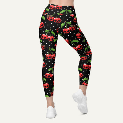 Cherry Skulls Crossover Pocket Leggings