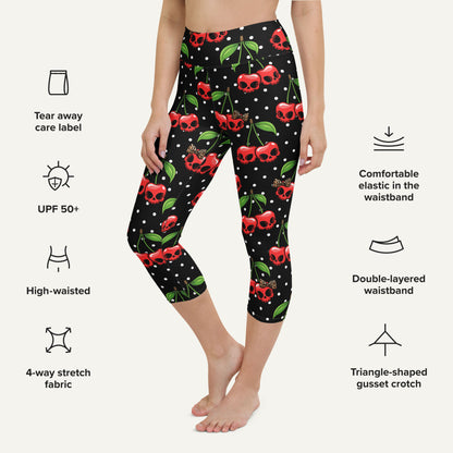 Cherry Skulls High-Waisted Capri Leggings - Ministry of Sweat