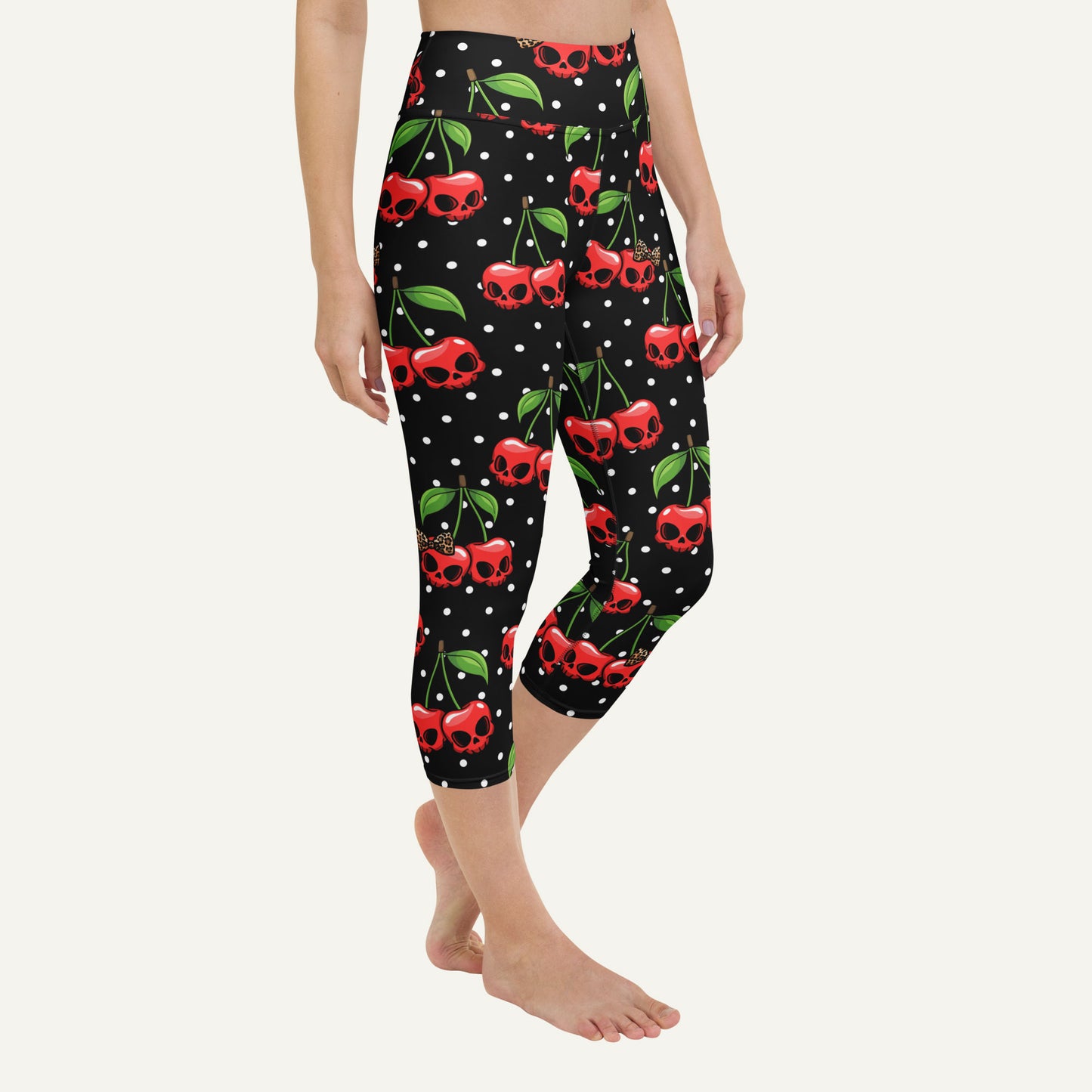 Cherry Skulls High-Waisted Capri Leggings - Ministry of Sweat