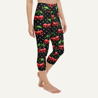 Cherry Skulls High-Waisted Capri Leggings - Ministry of Sweat