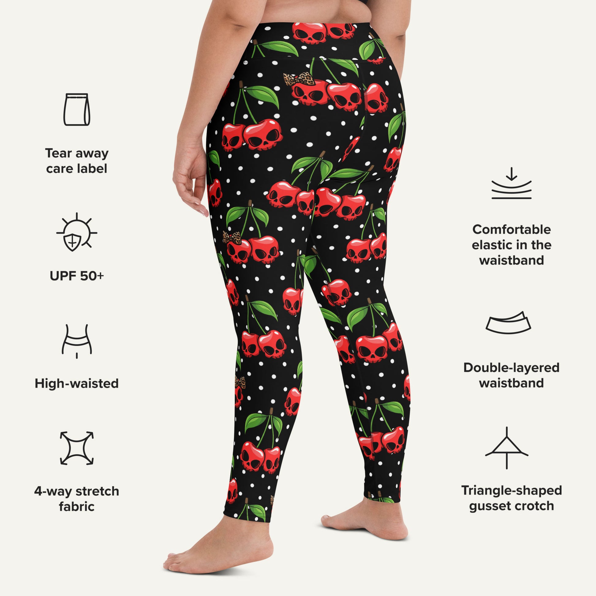 Cherry Skulls High-Waisted Leggings - Ministry of Sweat