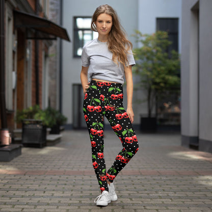 Cherry Skulls High-Waisted Leggings - Ministry of Sweat