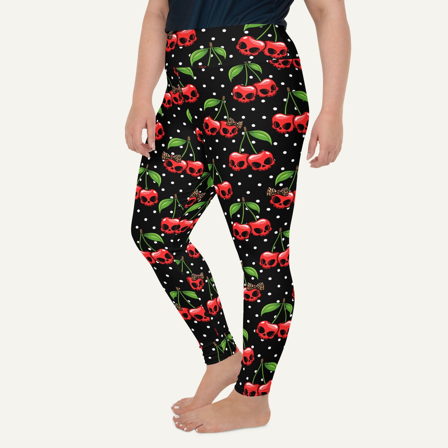 Cherry Skulls Plus Size Leggings - Ministry of Sweat
