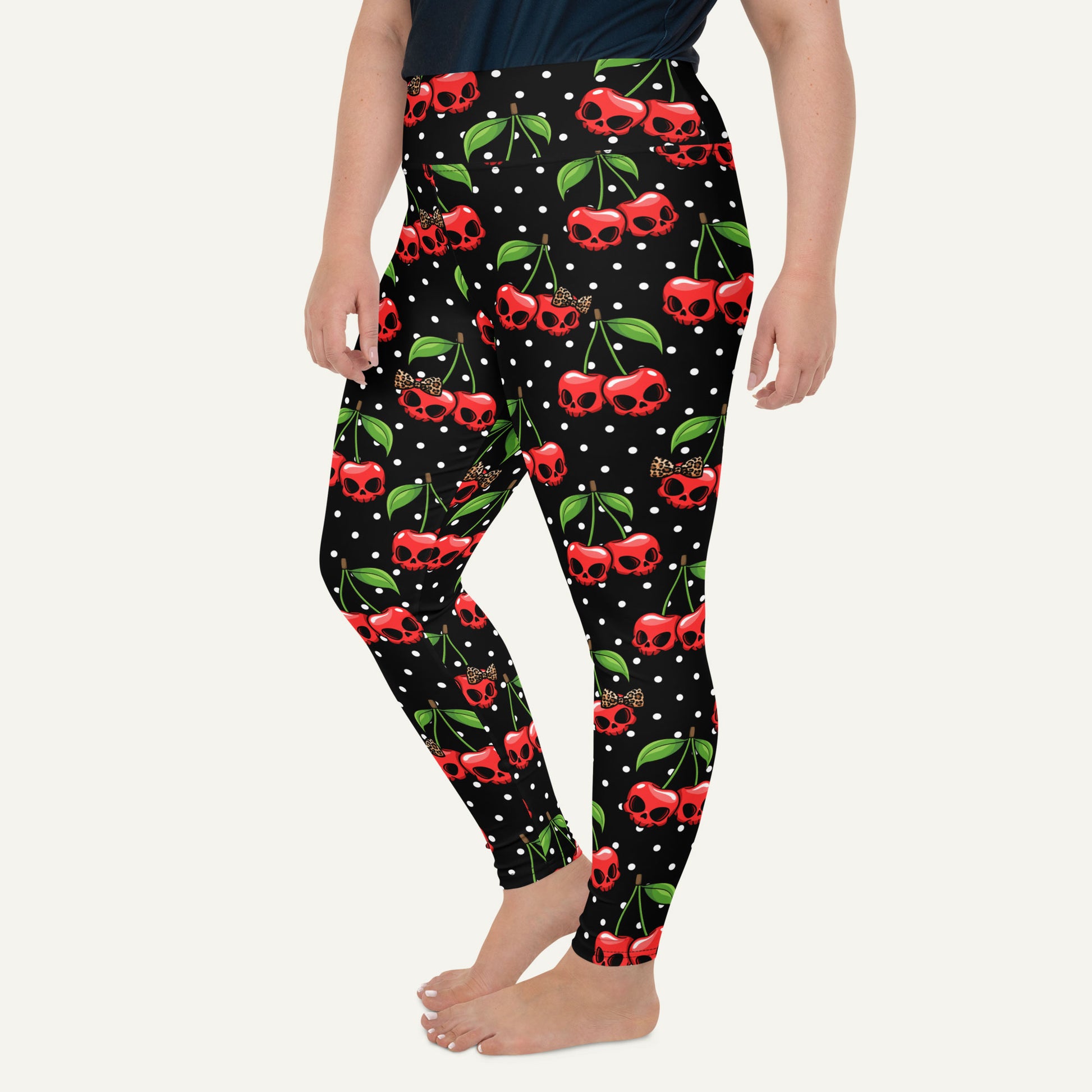 Cherry Skulls Plus Size Leggings - Ministry of Sweat