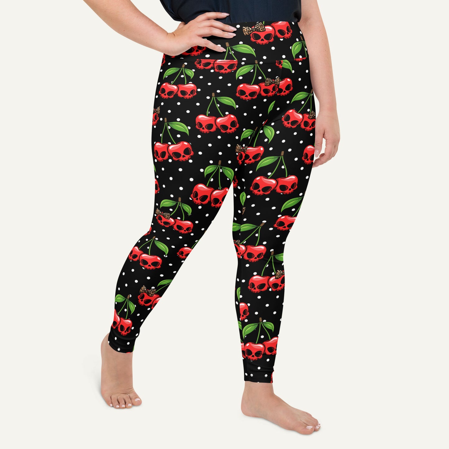 Cherry Skulls Plus Size Leggings - Ministry of Sweat