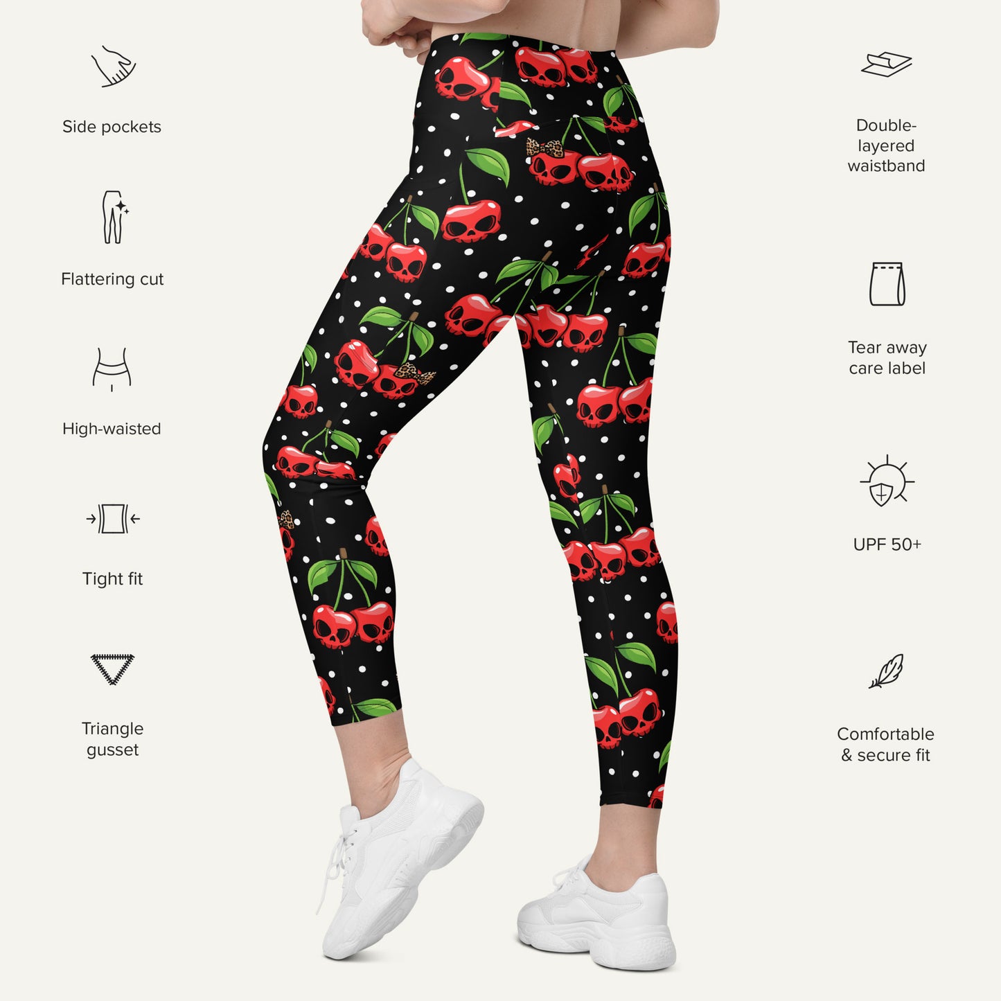 Cherry Skulls Pocket Leggings