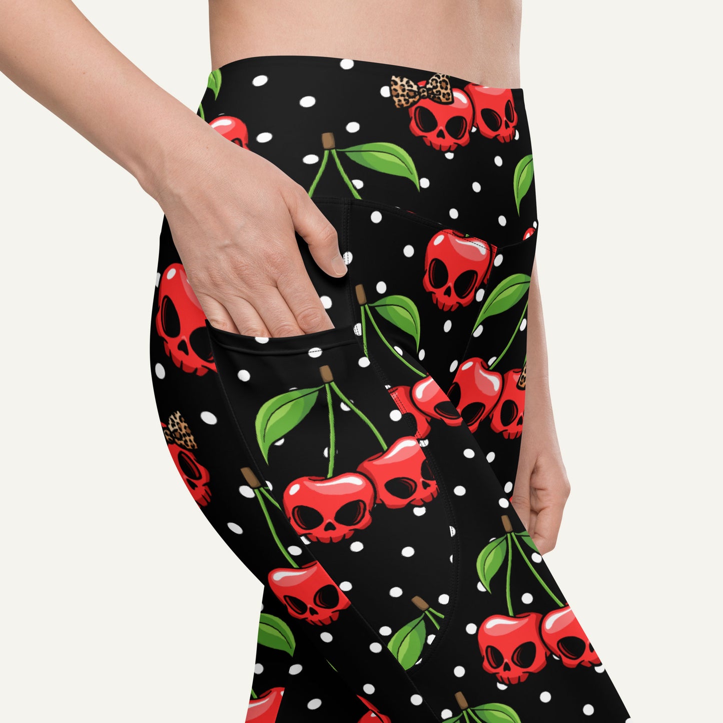 Cherry Skulls Pocket Leggings