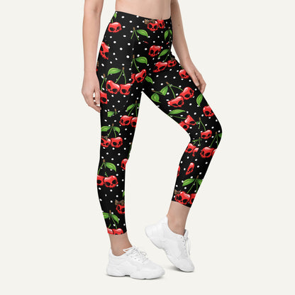 Cherry Skulls Pocket Leggings