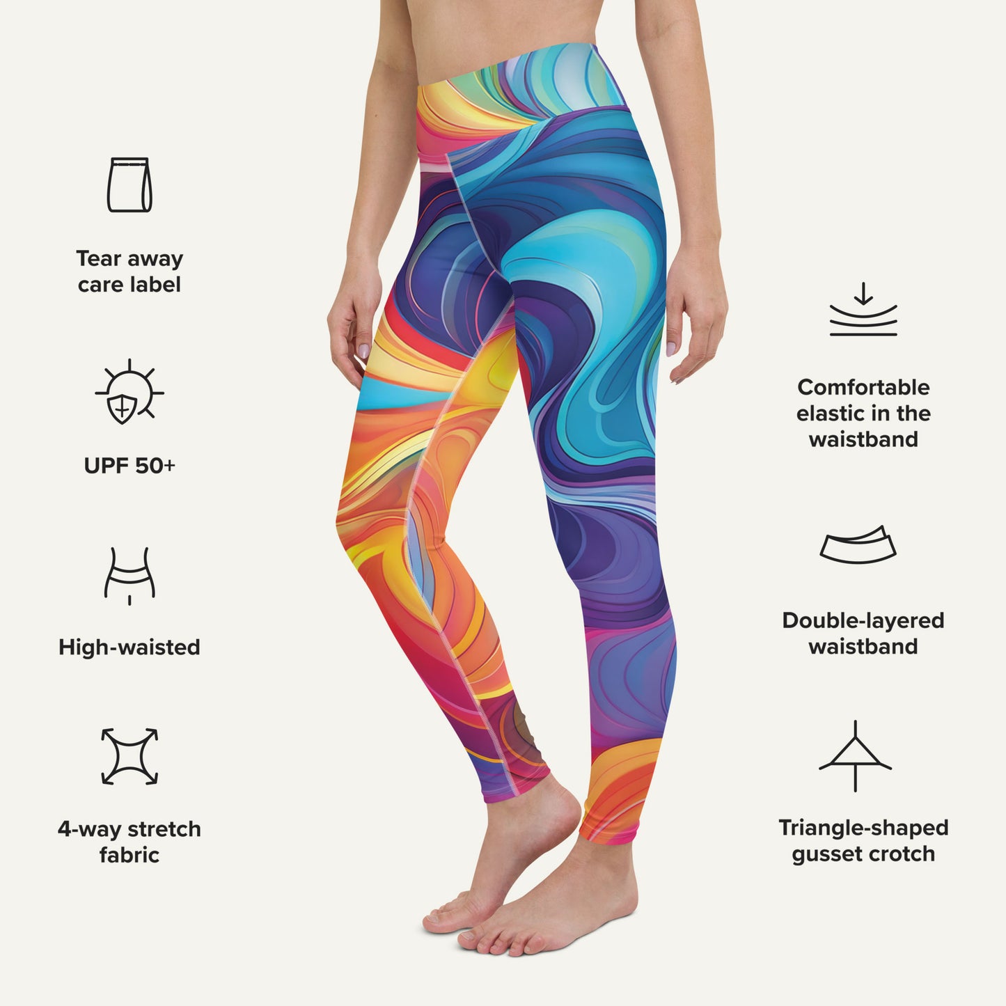 Color Swirls High-Waisted Leggings