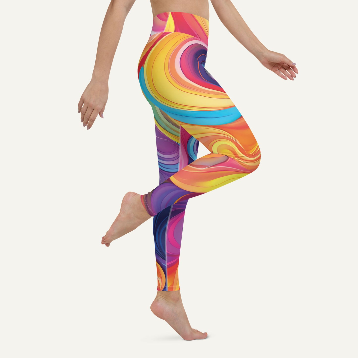 Color Swirls High-Waisted Leggings