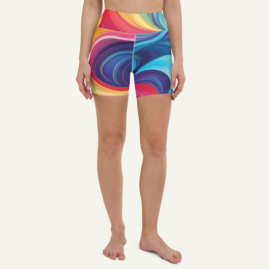 Color Swirls High-Waisted Shorts