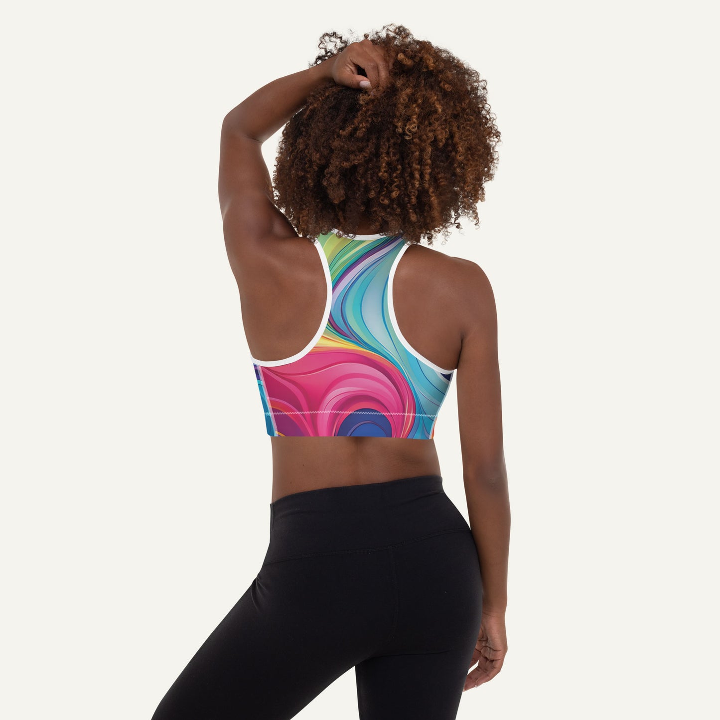 Color Swirls Padded Sports Bra