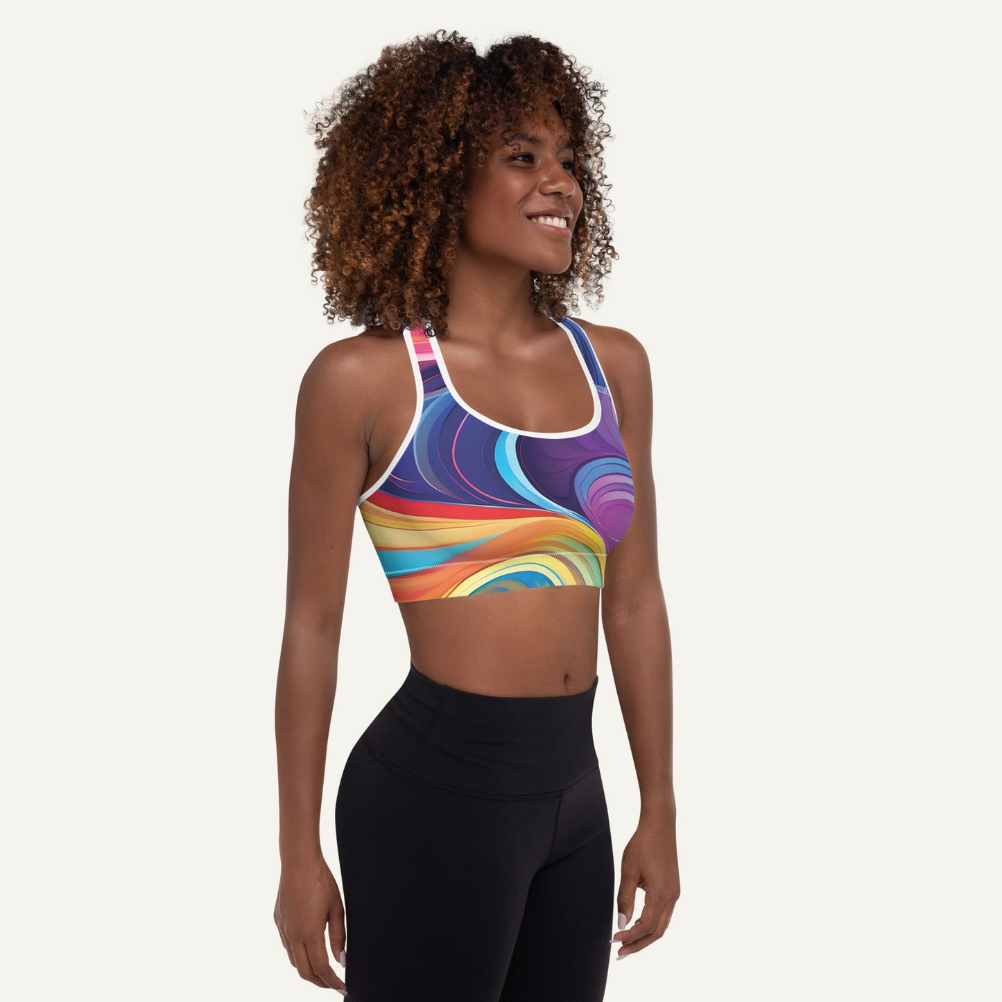 Color Swirls Padded Sports Bra