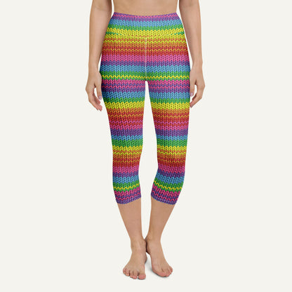 Colorful Knit Print High-Waisted Capri Leggings