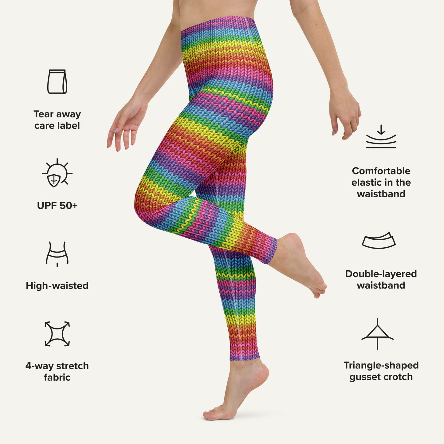 Colorful Knit High-Waisted Leggings