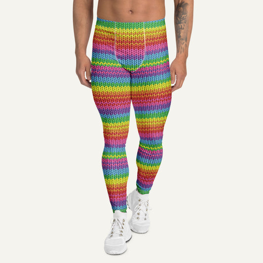 Colorful Knit Print Men's Leggings