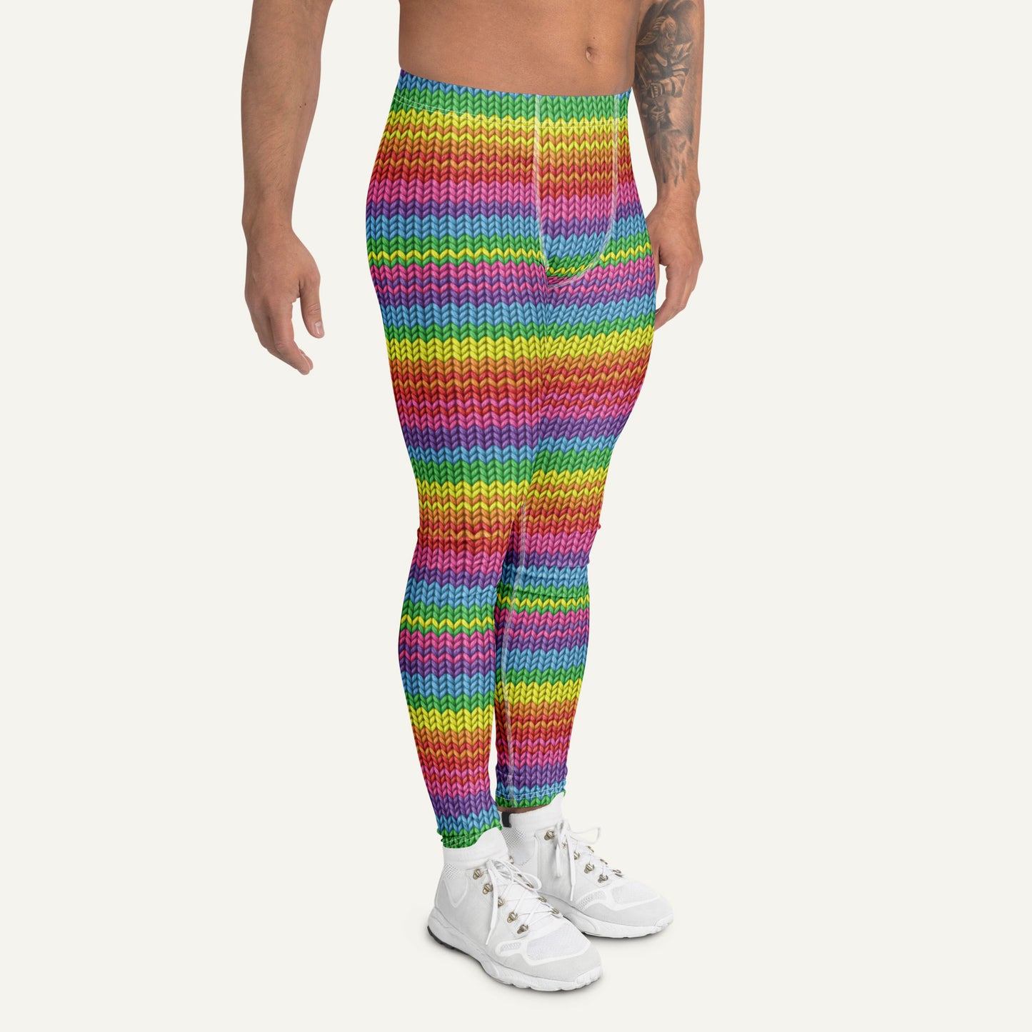 Colorful Knit Print Men's Leggings