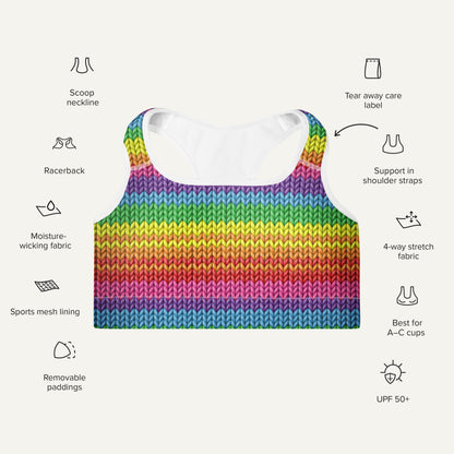 Colorful Knit Padded Sports Bra