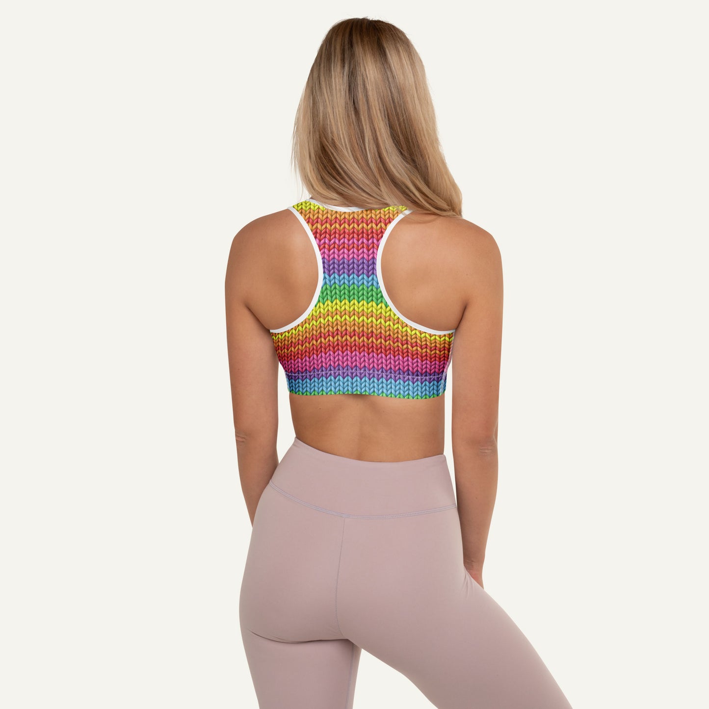 Colorful Knit Padded Sports Bra