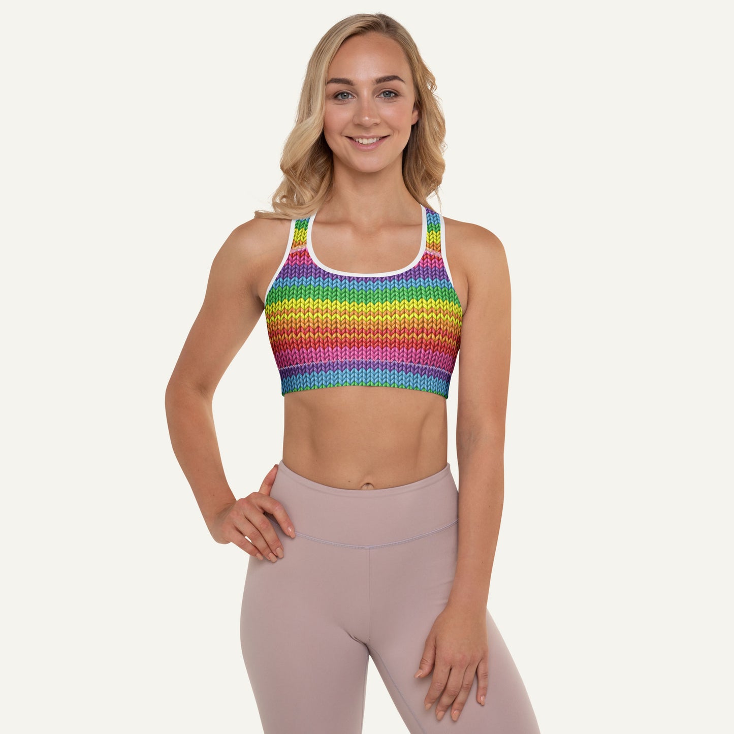 Colorful Knit Padded Sports Bra