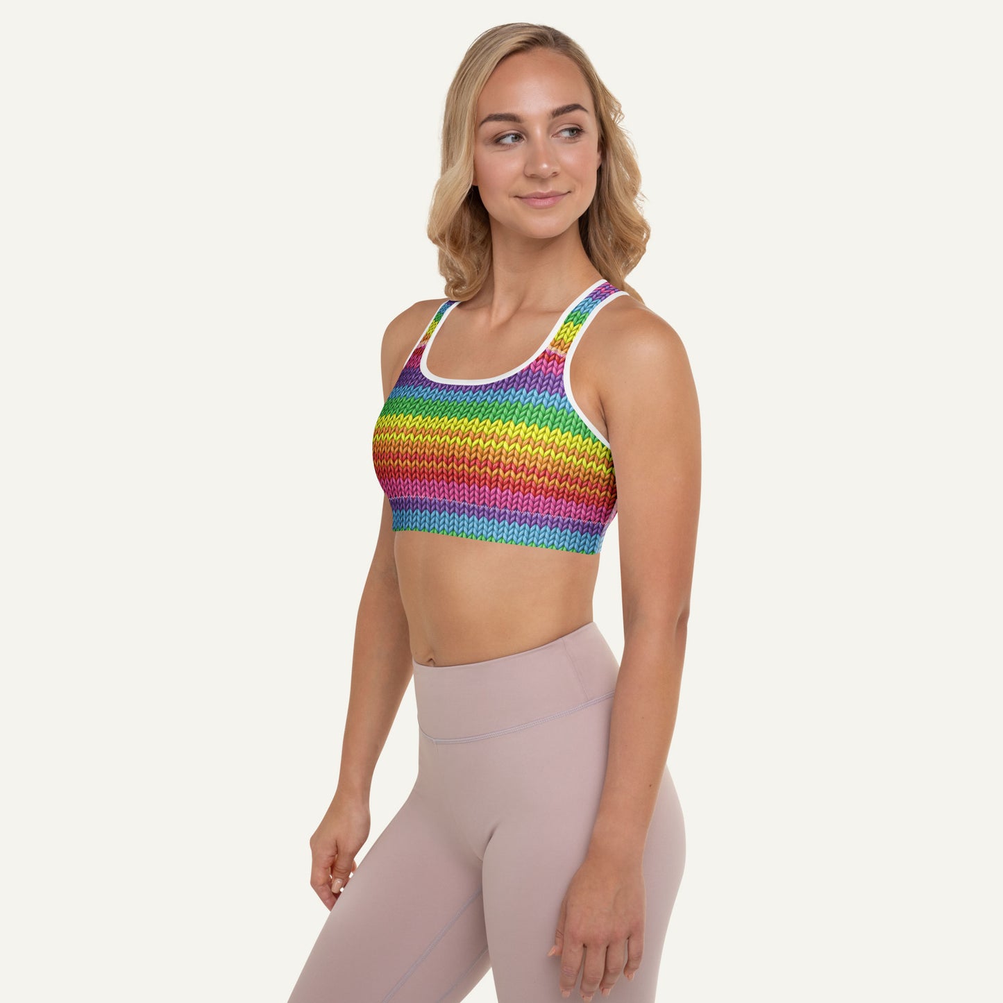 Colorful Knit Padded Sports Bra