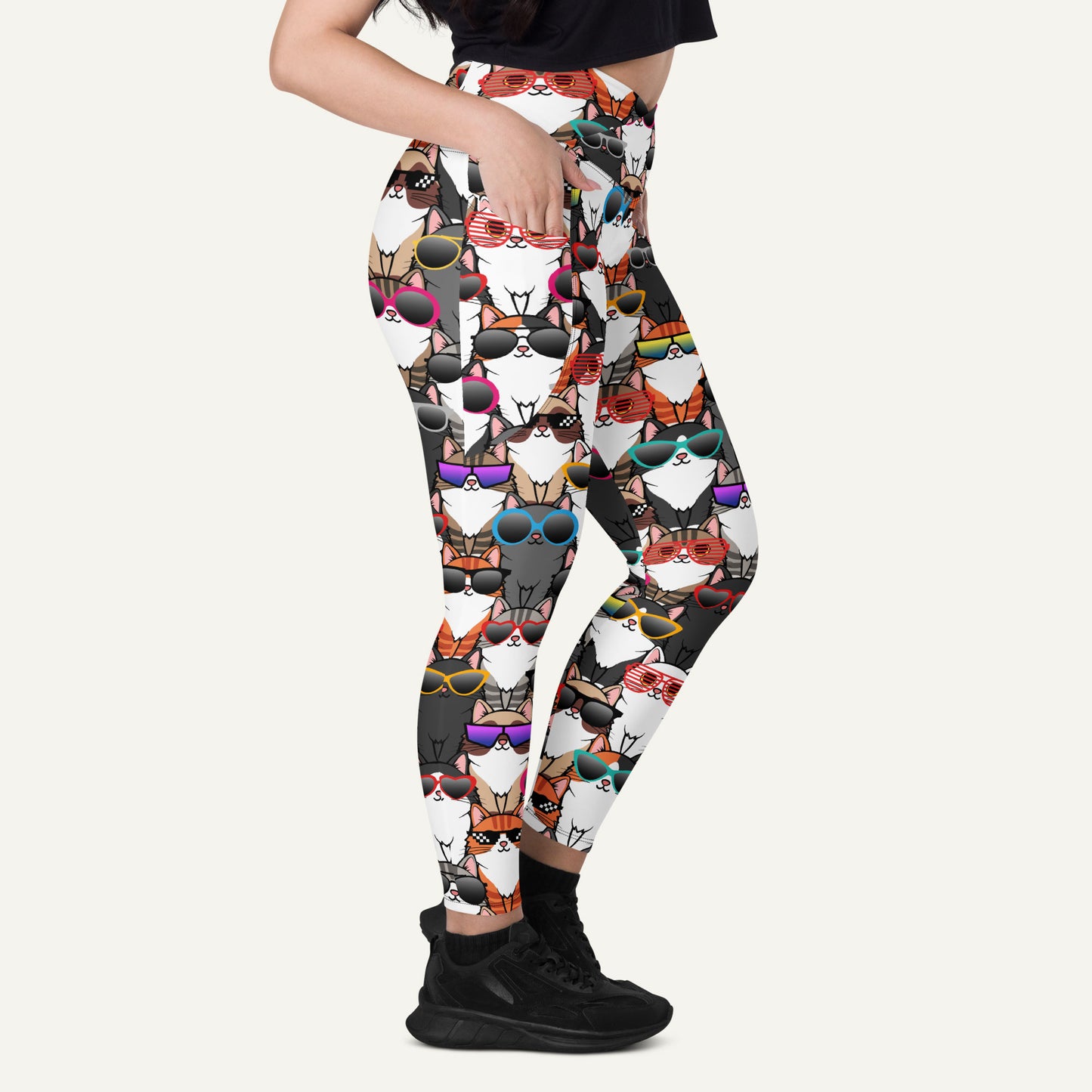 Cool Cats Crossover Leggings With Pockets