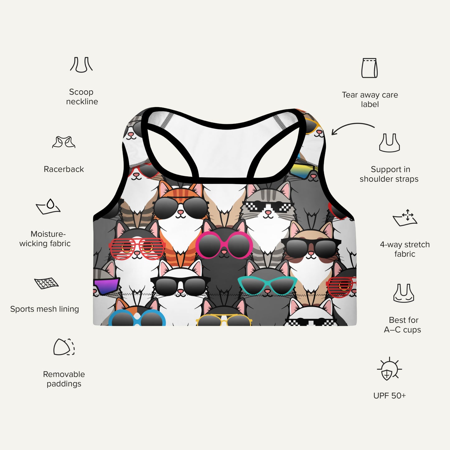 Cool Cats Padded Sports Bra