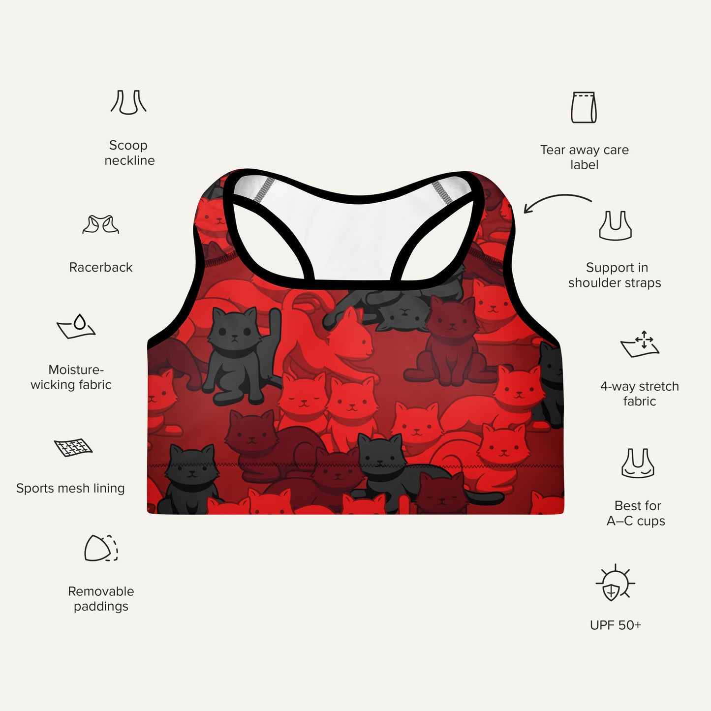 Crimson Camo Cat Padded Sports Bra - Ministry of Sweat