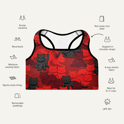 Crimson Camo Cat Padded Sports Bra - Ministry of Sweat