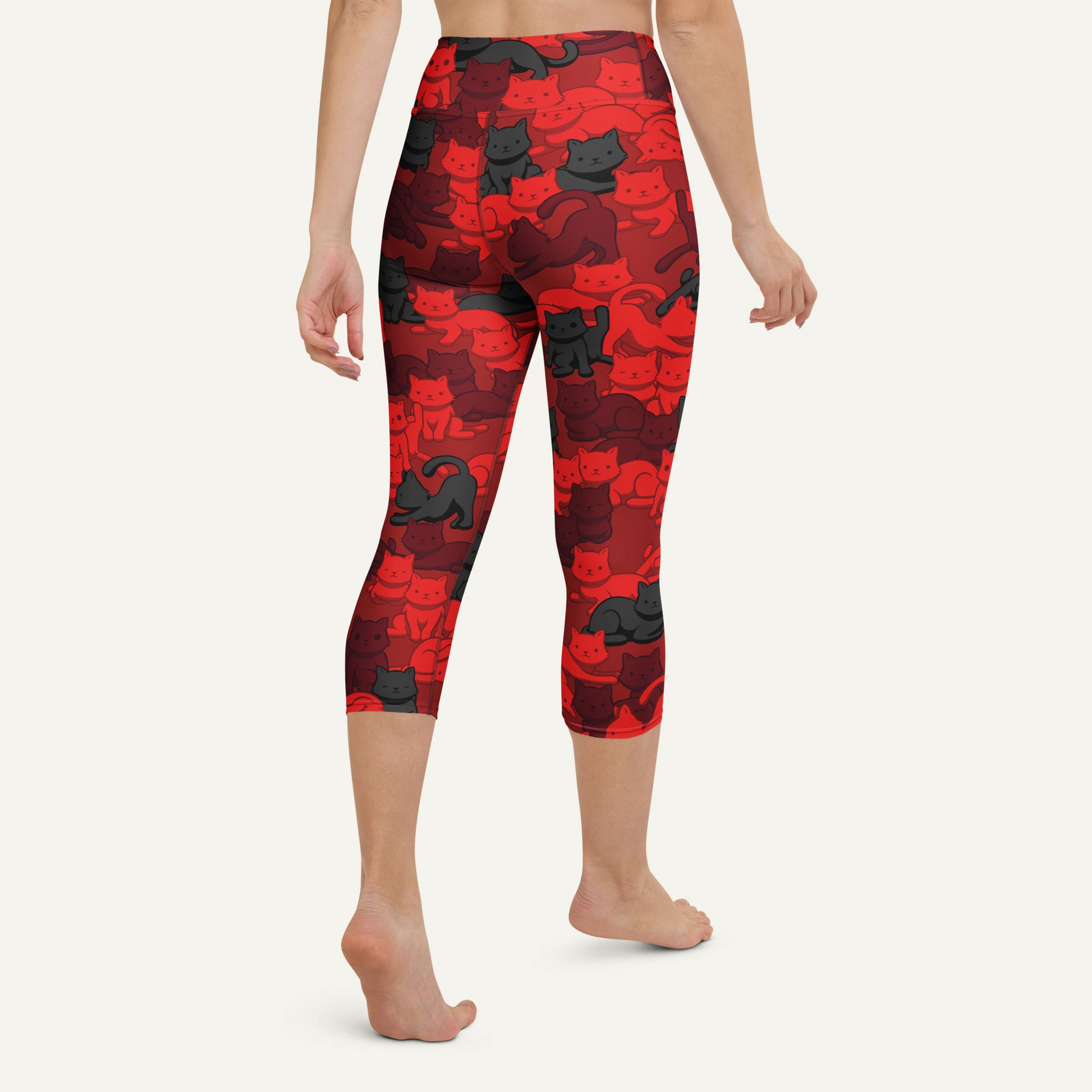 Crimson Camo Cat High-Waisted Capri Leggings - Ministry of Sweat