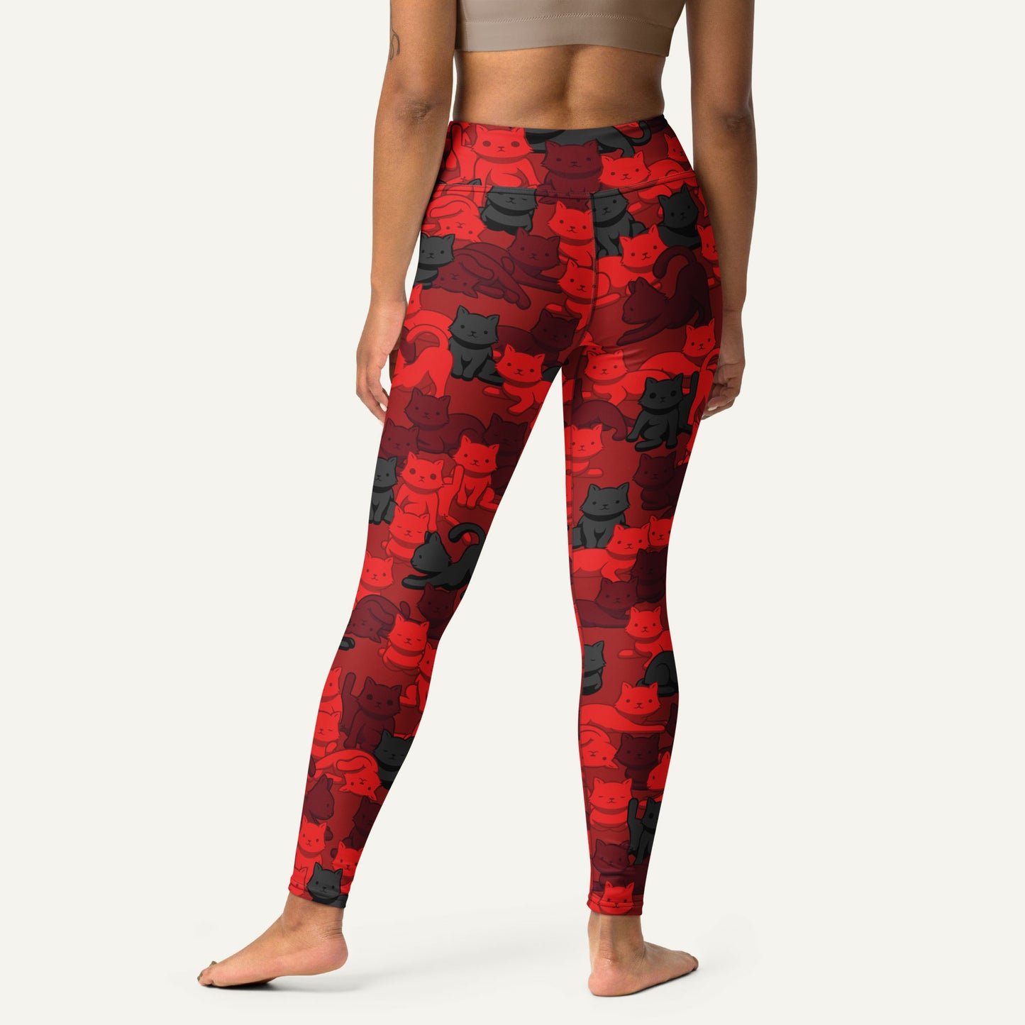 Crimson Camo Cat High-Waisted Leggings