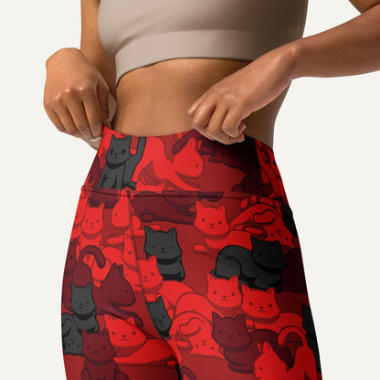 Crimson Camo Cat High-Waisted Leggings