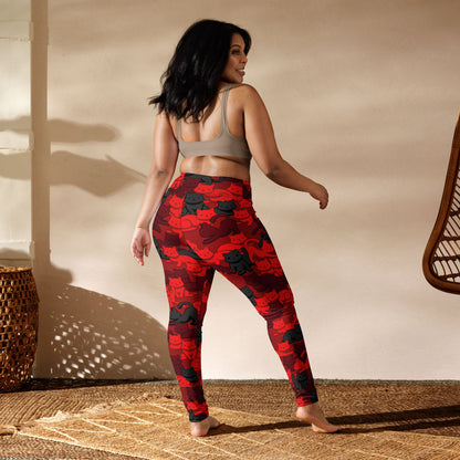 Crimson Camo Cat High-Waisted Leggings