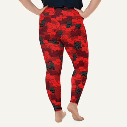 Crimson Camo Cat Plus Size Leggings