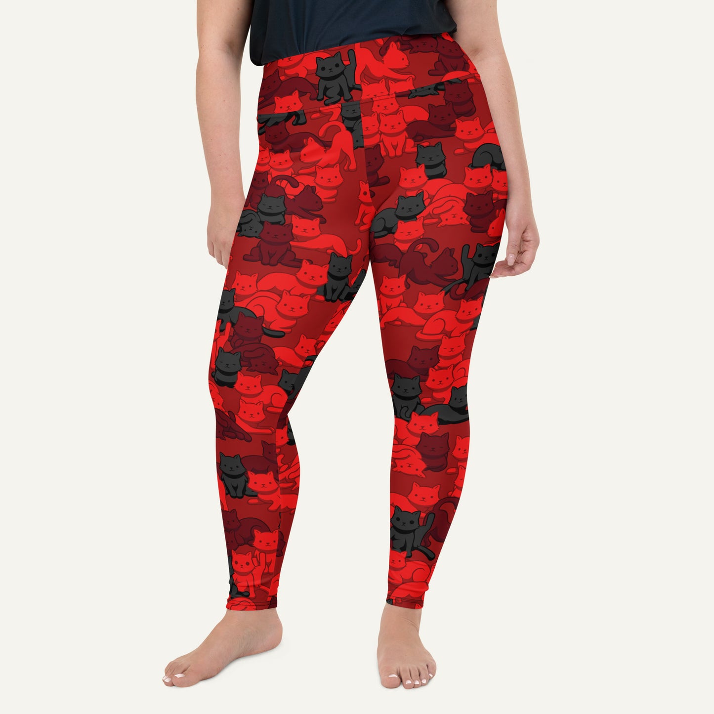 Crimson Camo Cat Plus Size Leggings